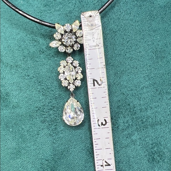 CZ dangle clear rhinestone multi-shaped Antique looking Custom made 16” Necklace - Picture 7 of 11